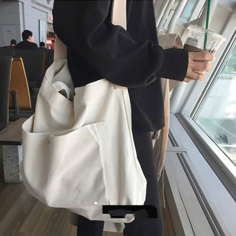

2021 Korea Female Shopping Canvas Tote Casual Large capacity Cartoon Womens Bags Harajuku Shoulder Shopper tote bag for women