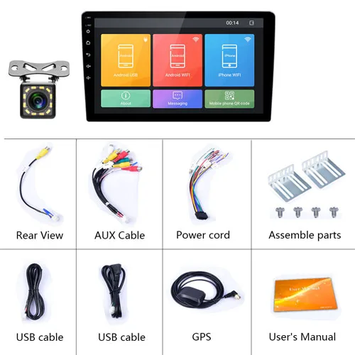 With 12 LED Camera Podofo 2din автомобильное радио 10,1 ''Android 8,0 1080P Авторадио gps навигация WiFi ISO Android ссылка для универсального 2Din стерео автомобиля - Цвет: With 12 LED Camera