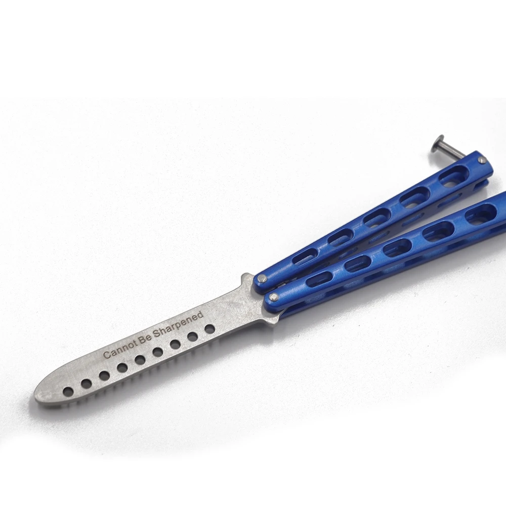 Тренировочный нож-бабочка Balisong учебный инструмент складной не островатый синего