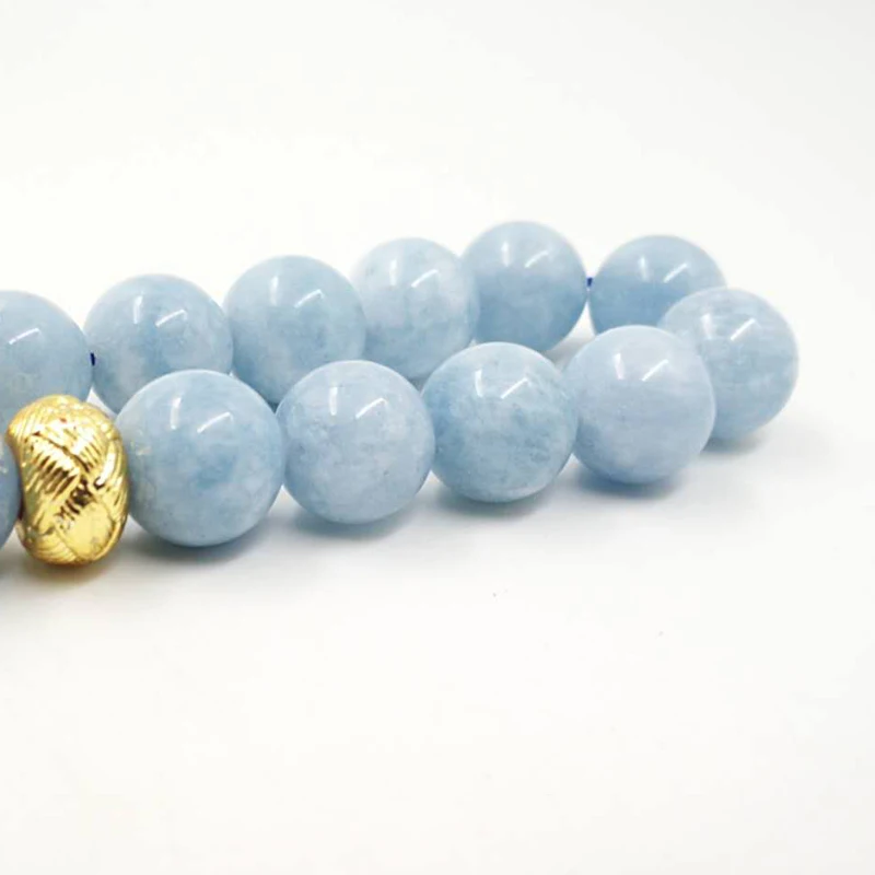 Natural Aquamarines stone New Style tasbih Bracelets Man's misbaha Special islam Gift for muslim 33 45 66 99 gold prayer beads