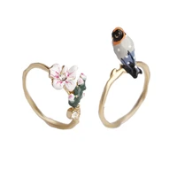 creative enamel glaze hand painted bird ring jewelry european and american sstyle new fashion personality temperament ring set