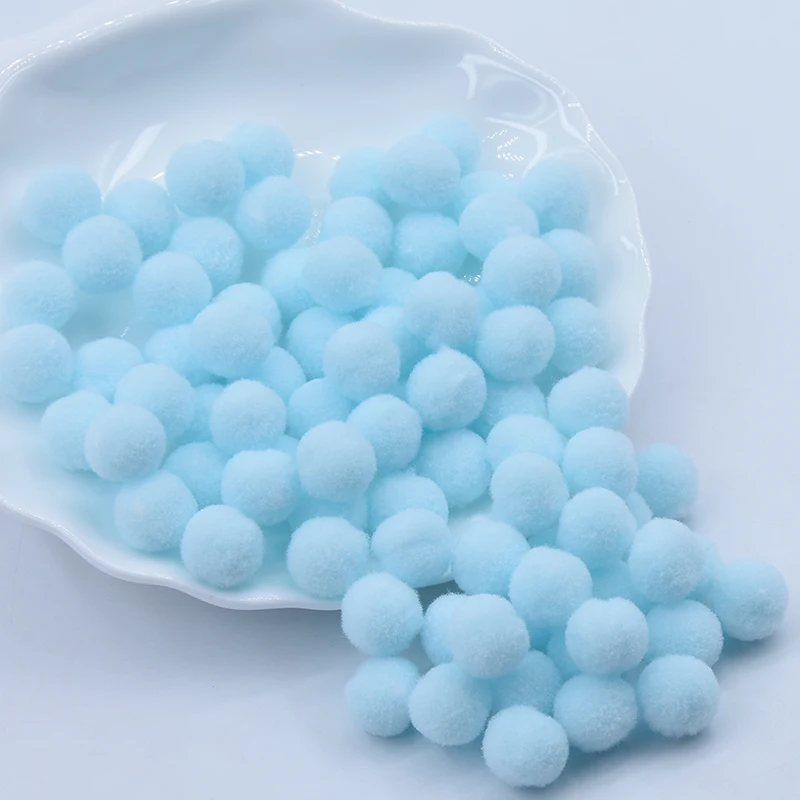 15mm25skyblue 188pcs Светильник, желтый, розовый, голубой помпон, меховые шарики, сделай сам, мягкие помпоны, помпоны для рукоделия, Свадебный декор, клей на ткани, аксессуары, 8 мм до 30 мм - Цвет: 15mm25skyblue 188pcs