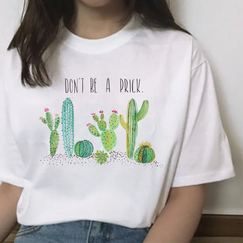 

cactus don't touch me women plant t shirt 2021 new cartoon cute top fun ulzzang kawaii harajuku female korean tshirt clothing