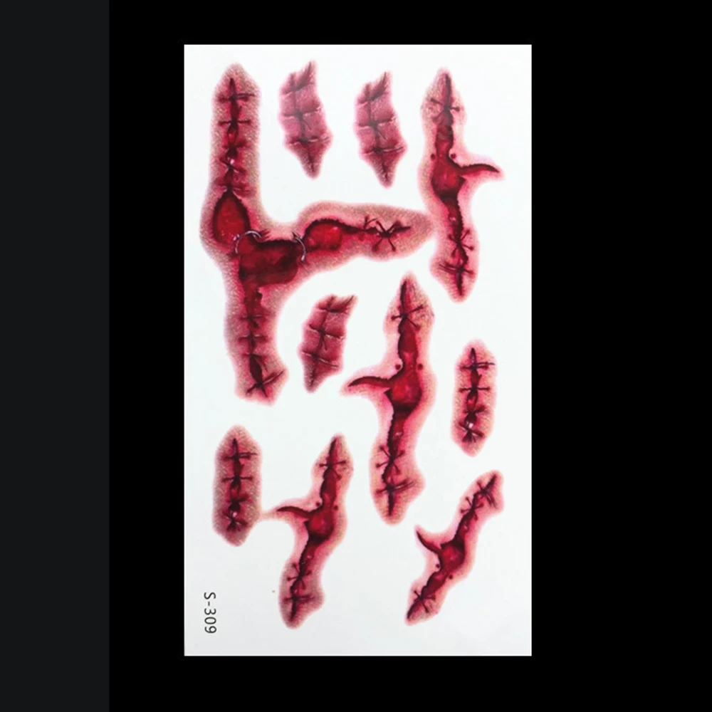 Временная татуировка стикер водонепроницаемый мгновенный прошитый раненный