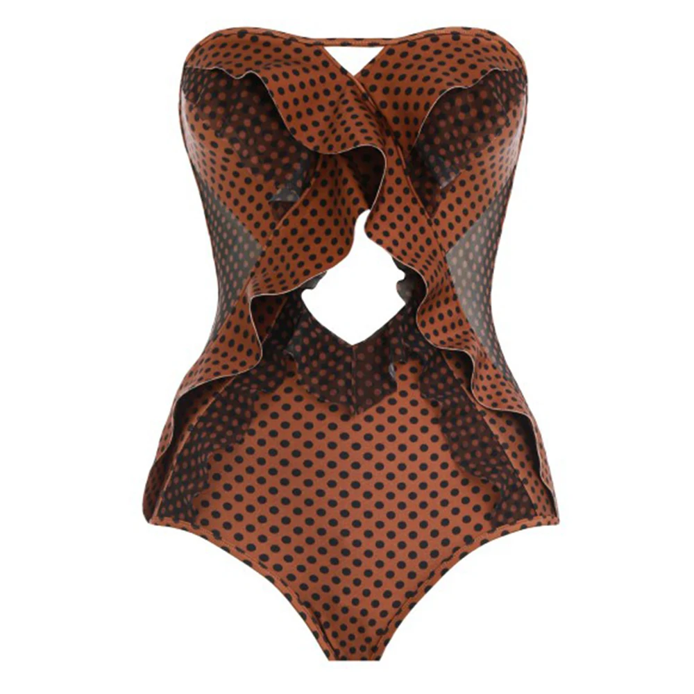 Цельный купальник с рюшами Bamdeau женский сексуальный летний пляжный лоскутный