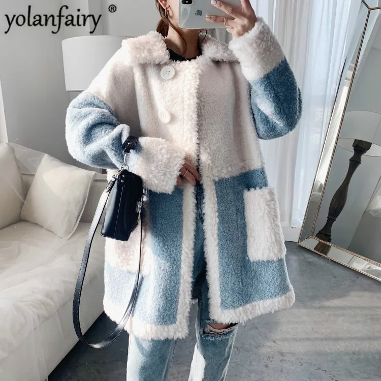 Женское пальто из натурального меха корейское теплое зимнее женская одежда Jcacket