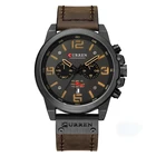 Часы CURREN мужские, спортивные, армейские, водонепроницаемые, кварцевые с ремешком из натуральной кожи