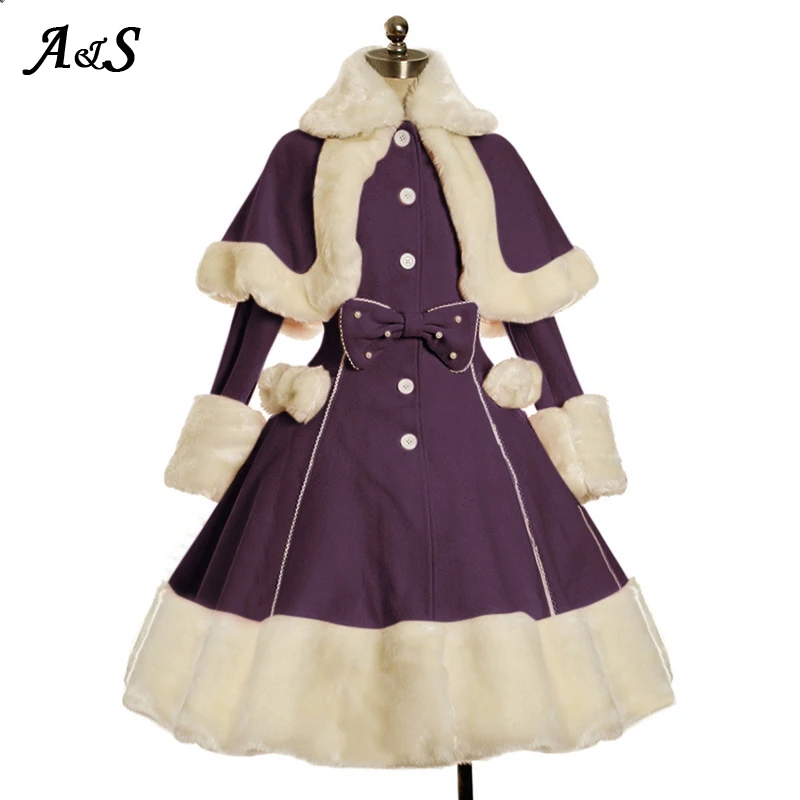 Женское платье в готическом стиле Anbenser зимнее теплое однобортное Лолита с