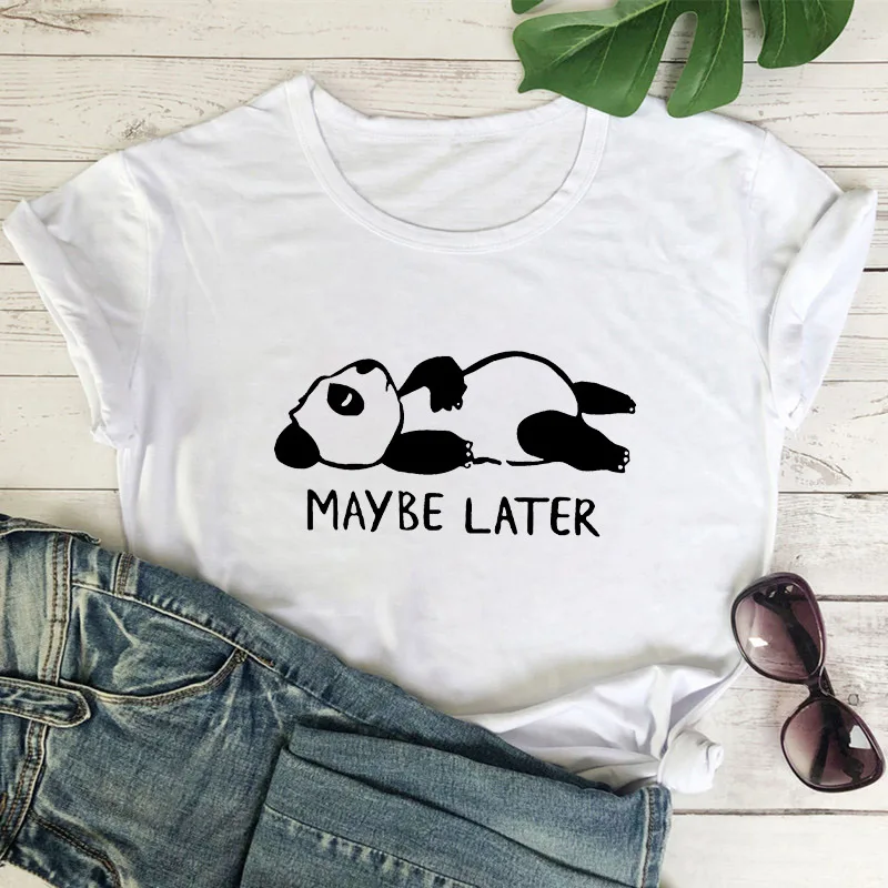 

Fashion Streetwear 90s Hipster Casual Tee Top 2021 Women's T-shirt Cute Panda Pattern Kawaii Animal Printed Retro Outdoor Tshirt