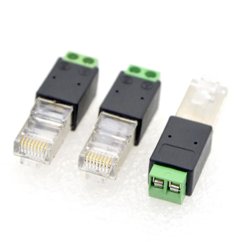 

10PCS New RJ45 To 485 Terminal Connector RJ45 Male To 2 Position Terminal Block, Crystal Head Adapter Wholesale Free Shipping