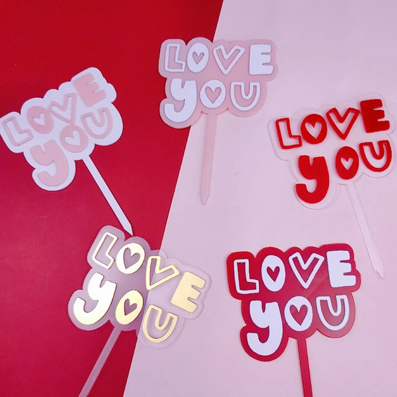 

1X Happy Valentine Day Acrylic Cake Topper for Party Decorations Valentine Gifts