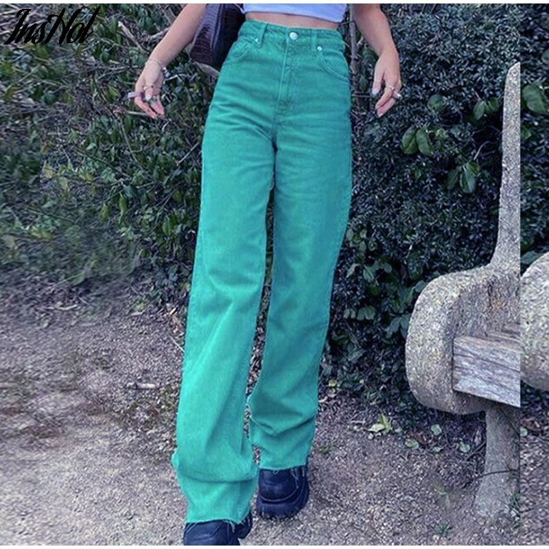 

Свободные хлопковые прямые брюки Y2K, женские джинсы с завышенной талией и широкими штанинами, джинсы для мам, летние модные женские повседне...