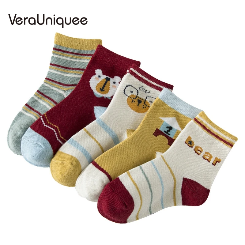 

VeraUniquee Children's Socks 5 Pairs/lot Toddler Cute Funny Soft Cartoon Baby Socks Girl Halloween Christmas Children's Sock