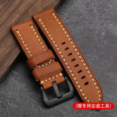 Genuine Leather Watch Strap 20mm 22mm 24mm 26mm Cowhide Watchband Belt High Quality Handmade Vintage Brown Army Green Wristband
