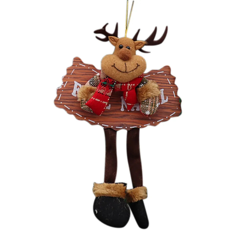 2019 рождественские деревянные подвески со знаком Снеговик Олень Медведь ткань