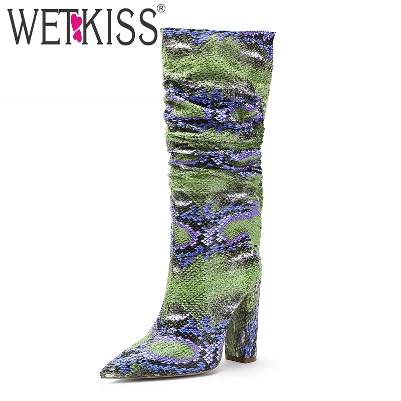 WETKISS/Сапоги до середины голени женские сапоги на высоком каблуке Женская