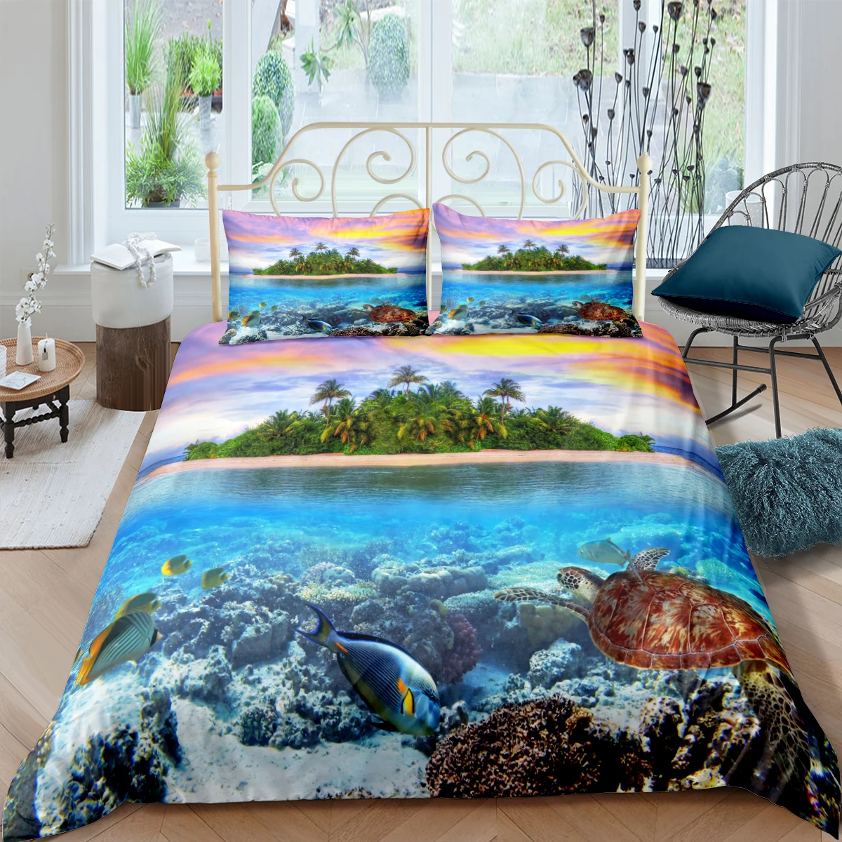 

3D Duvet Cover Sets Quilt Covers Comforter Case Set Bedding Set King Queen Full Twin Double Single Size Bed Linen Sea Turtle
