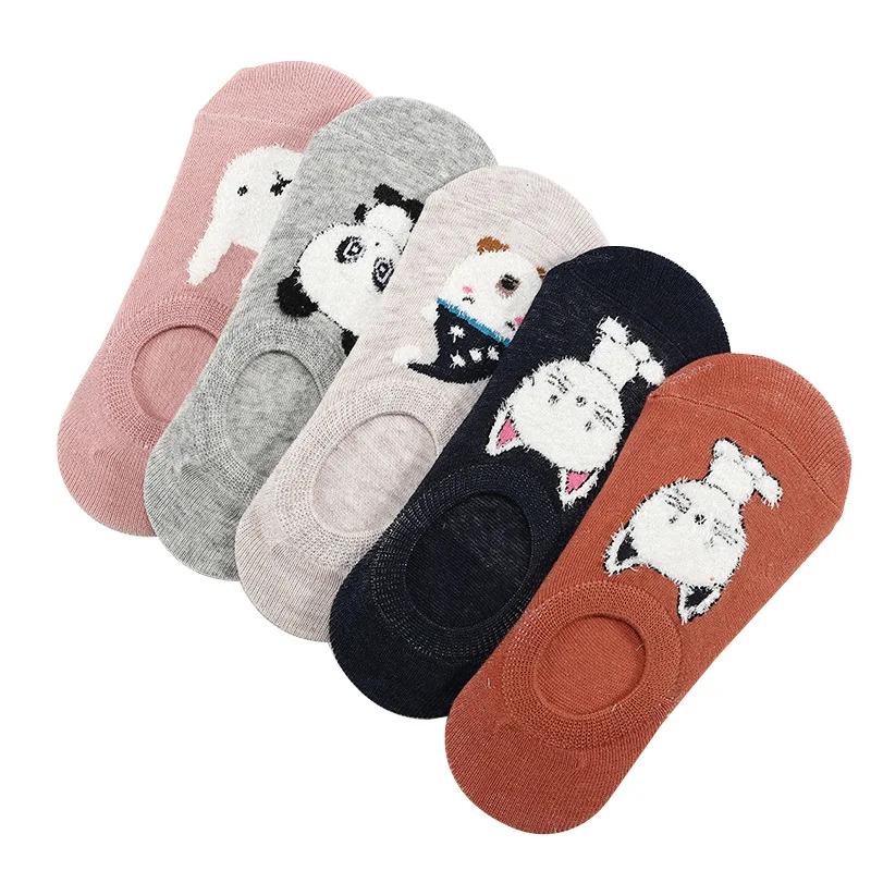 

25 Style 10 Piece=5 Pairs/lot Cute Harajuku Animal Socks Women Summer Korean Cat Bear Rabbit Funny Low Cut Ankle Sock Happy Sox