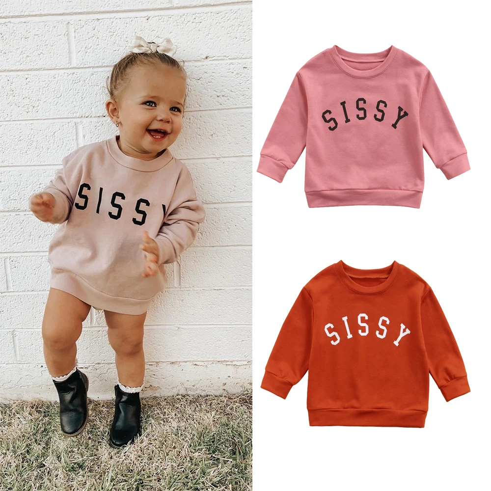

Lovely Kids Girls Boys Sweatshirt Tops Letter Printed Long Sleeve Pullover Autumn Outwear 1-6Y