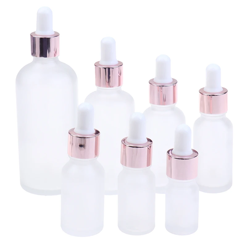 5/10/15/20/30/50/100ML Frosted Dropper Glass Rose Gold Cover Aromatherapy Liquid Essential Massage Oil Pipette Refillable Bottle images - 6