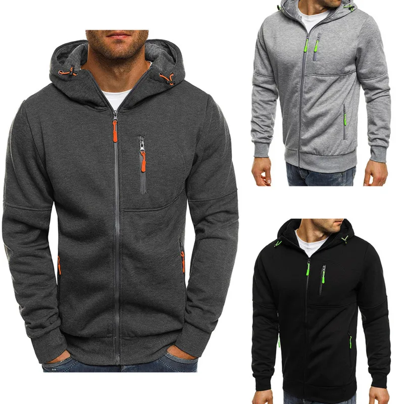 

New men's sports fitness leisure jacquard sweater cardigan Hooded Jacket