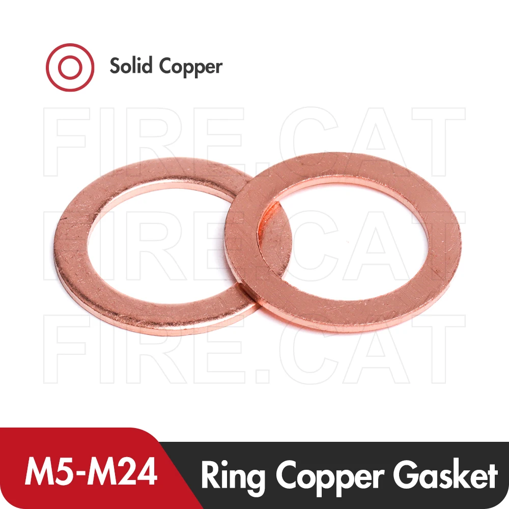 Sealing Ring Copper Flat Washer O Ring Gasket M5 M6 M8 M10 M12 M14 M16 M18 M20 M22 M24 Solid Shims Pad Washers Rings Seal Spacer