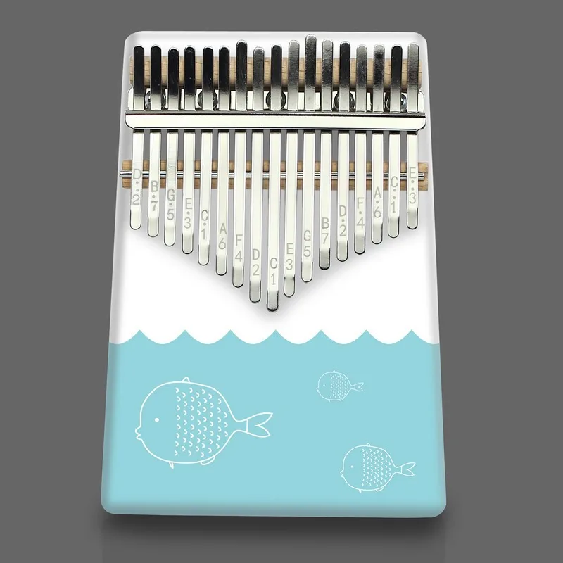 Nice Sound Creative Beginner Finger 17 Tones Kalimba Piano Painted on White Musical Instrument Thumb Whole Wood | Спорт и