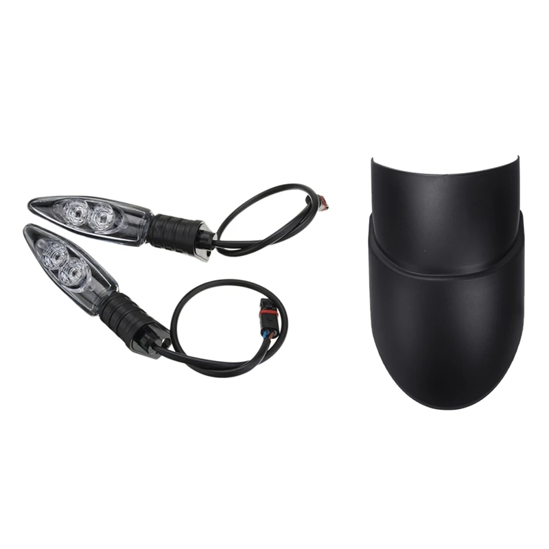 

3 Pcs Motorcycle Accessories: 2 Pcs Led Front and Rear Turn Signal Indicator & 1 Pcs Front Mudguard Wheel Hugger