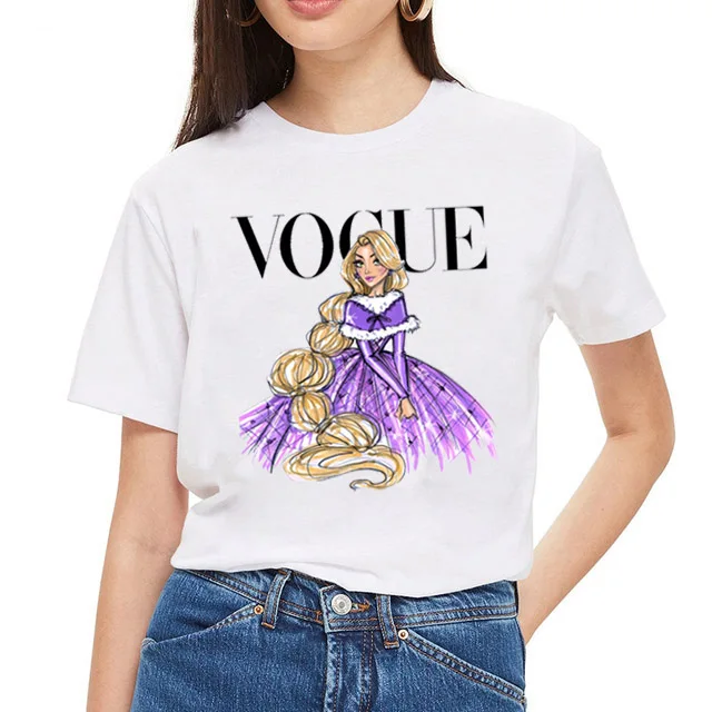 TJCJFO модная женская футболка с рисунком принцессы из мультфильма модные футболки