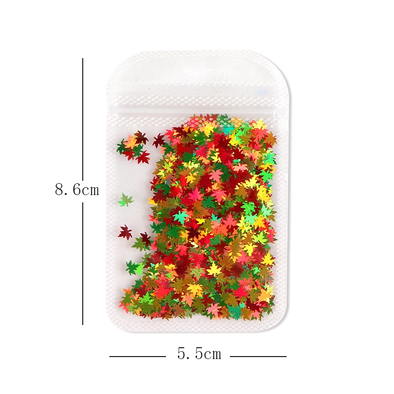4 Bags Sparkly Fall Maple Leaves Holographic Sequins Kit For Nail Art Decorations Chameleon Glitter Flakes Design Christmas | Красота и