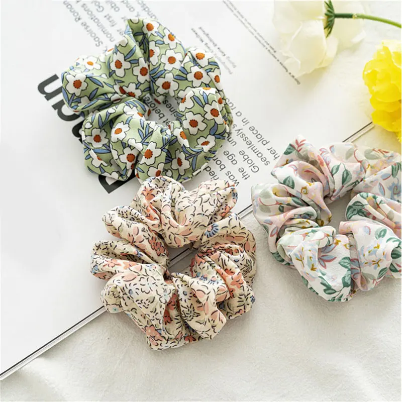 

Vintage Print Pattern Hair Rope Women Cloth Polyester Scrunchies Polka Hair Ties Elastic Hairbands Ladies Hair Accessories