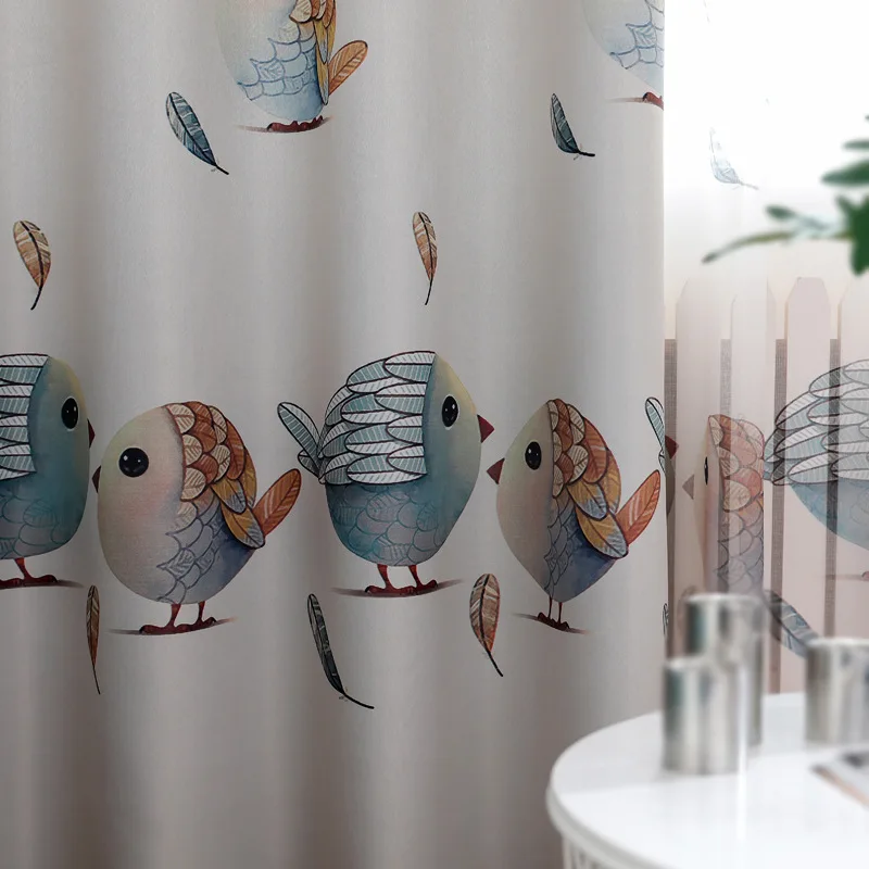 Шторы с принтом птицы милый дом для детей детская комната мультфильм простой
