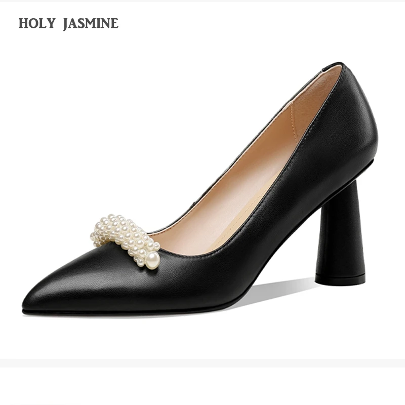 

Professional Single Shoes Comfort Work Shoes Black High Heels Formal Wear Leather Shoes Sexy Small big Size Women's Shoes 33-43