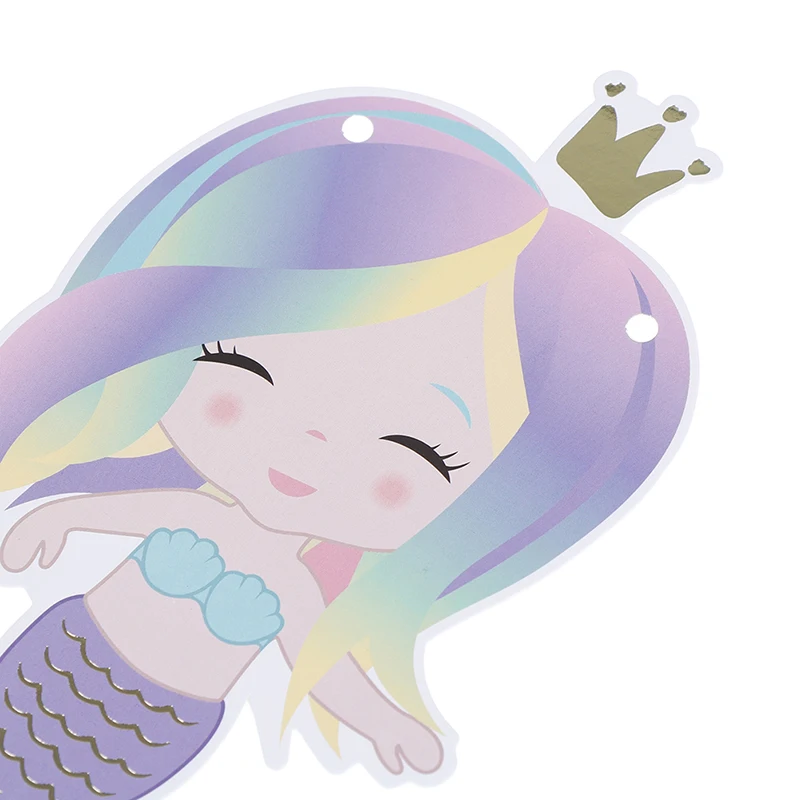 Mermaid Banner Garland Baby Shower Birthday Party Flag Wedding Banner Party Favors Decoration Supplies 3m 12 Flags