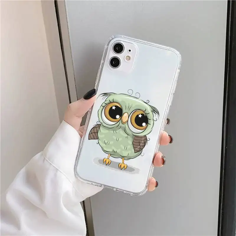 

owl cute cartoon animal Phone Case Transparent soft For iphone 5 5s 5c se 6 6s 7 8 11 12 plus mini x xs xr pro max