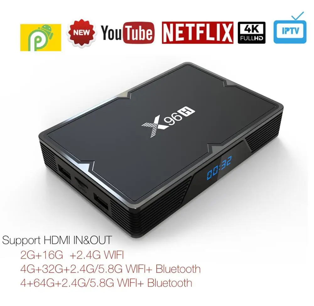 X96H 6K Android 9 0 ТВ коробка 4G 32G с двухдиапазонный Wi Fi Blueooth Поддержка HDMI в Youtube Netflix IPTV Set
