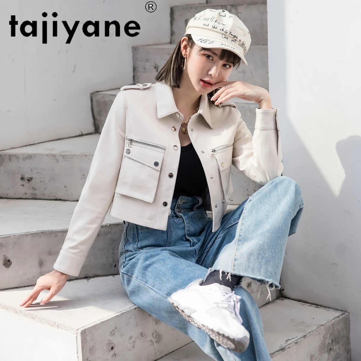 

Tajiyane, весна-осень 2021, женская одежда из натуральной кожи, пальто из натуральной овчины, куртка из натуральной кожи TN1892