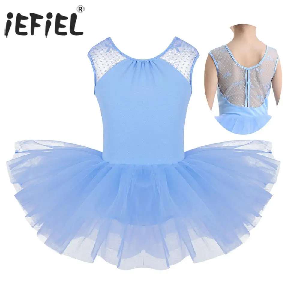 

Kids Girls Ballerina Tutu Dance Competition Costume U-shaped Back Ballet Dancewear Gymnastics Leotard Dress for Kids Performance