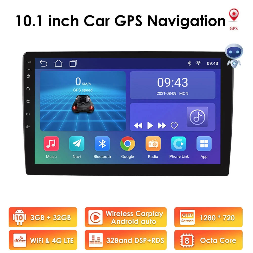 

Универсальный автомобильный радиоприемник, мультимедийный плеер на Android 10, 2 Din, GPS-навигация, автомобильная аудиосистема, стерео головное ус...
