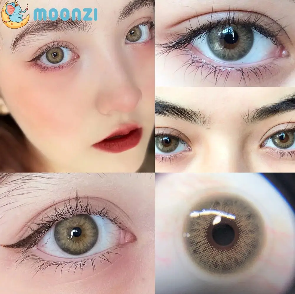 

MOONZI hazel brown Yearly contact lens Colored Contact Lenses for Eyes small beauty pupil 2pcs/pair degree Myopia prescription