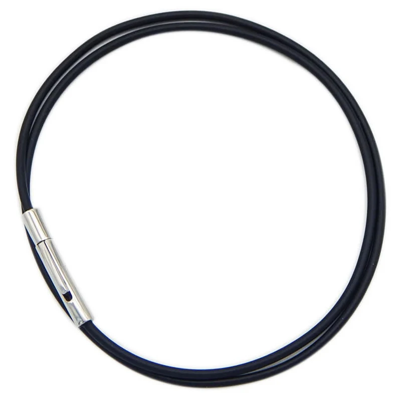40/45/50/55/60cm Black Rubber Cord String Rope Chain with Metal Buckle Clasp for Jewelry finding Making necklace bracelet | Украшения и