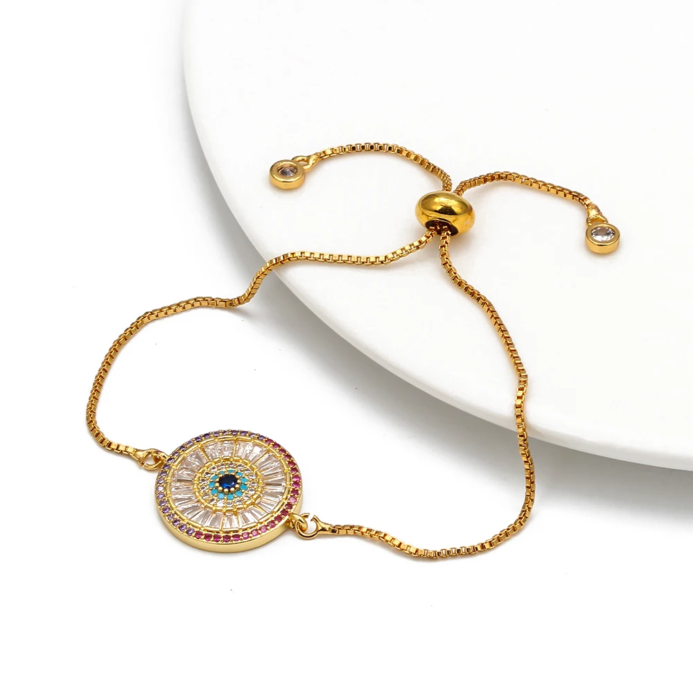 Lucky Eye Turkish EviL Charm Bracelet Gold Silver Color Colorful Zircon Adjustable for Women Girls Jewelry EY6758 | Украшения и