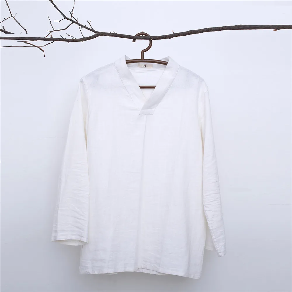 Мужские топы с воротником-стойкой в китайском стиле Свободные повседневные