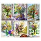 Дейзи ваза с цветами, лилии пейзаж Алмазная вышивка украшение дома Diy алмазная живопись полный квадратные Стразы стены искусства