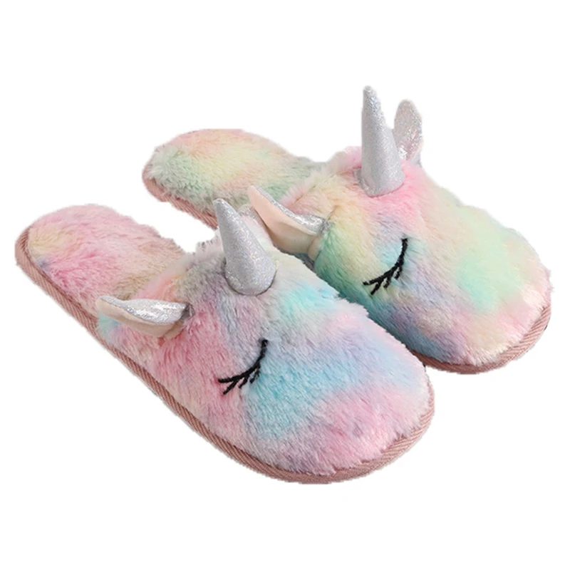 

Plush Unicorn Slippers Women Girls Unisex Home Indoor Chausson Licorne Shoes Bedroom Fluffty Warm Winter Soft Grown
