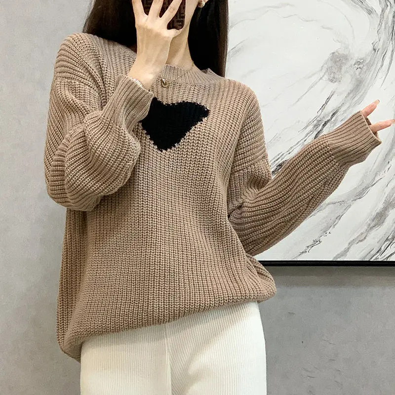 

New 2021 Autumn Winter Knitting Sweater Women Casual Loose Korean Style Thick Tops Fashion Elegant Lady Pullovers Sweaters