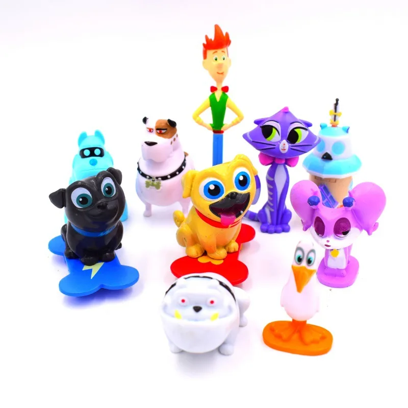 12pcs/lot Puppy Dog Pals Hand-made Doll Model Cakes Decoration Model Toy Doll for Children's Gift