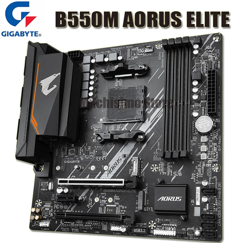 Verkaufen Buchse AM4 Gigabyte B550M AORUS ELITE Motherboard PCI-E 4,0 DDR4 4733(O.C.)MHz Desktop B550 Placa-Mãe AM4 128GB M.2 Micro ATX