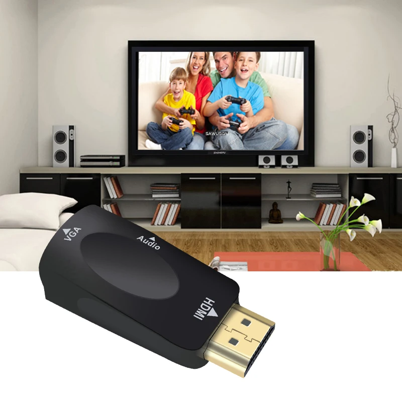 Переходник штырь-гнездо с HDMI на VGA и аудиокабелем для ПК ноутбуков планшетов