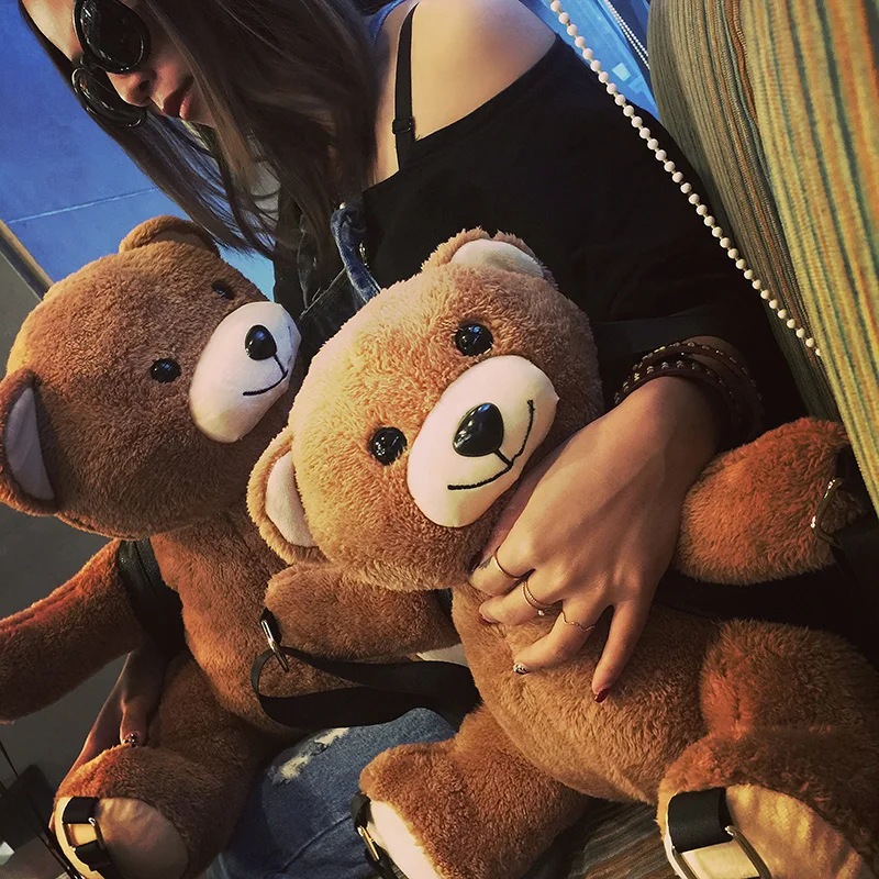 Новый женский модный кожаный плюшевый рюкзак для девочек с плюшевым мишкой